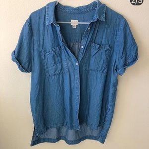 short sleeve denim button up